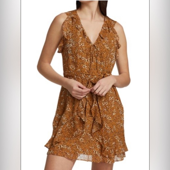 PAIGE Women's Brown Leopard Print Tia Dress | Caramel Spice - Picture 1 of 8